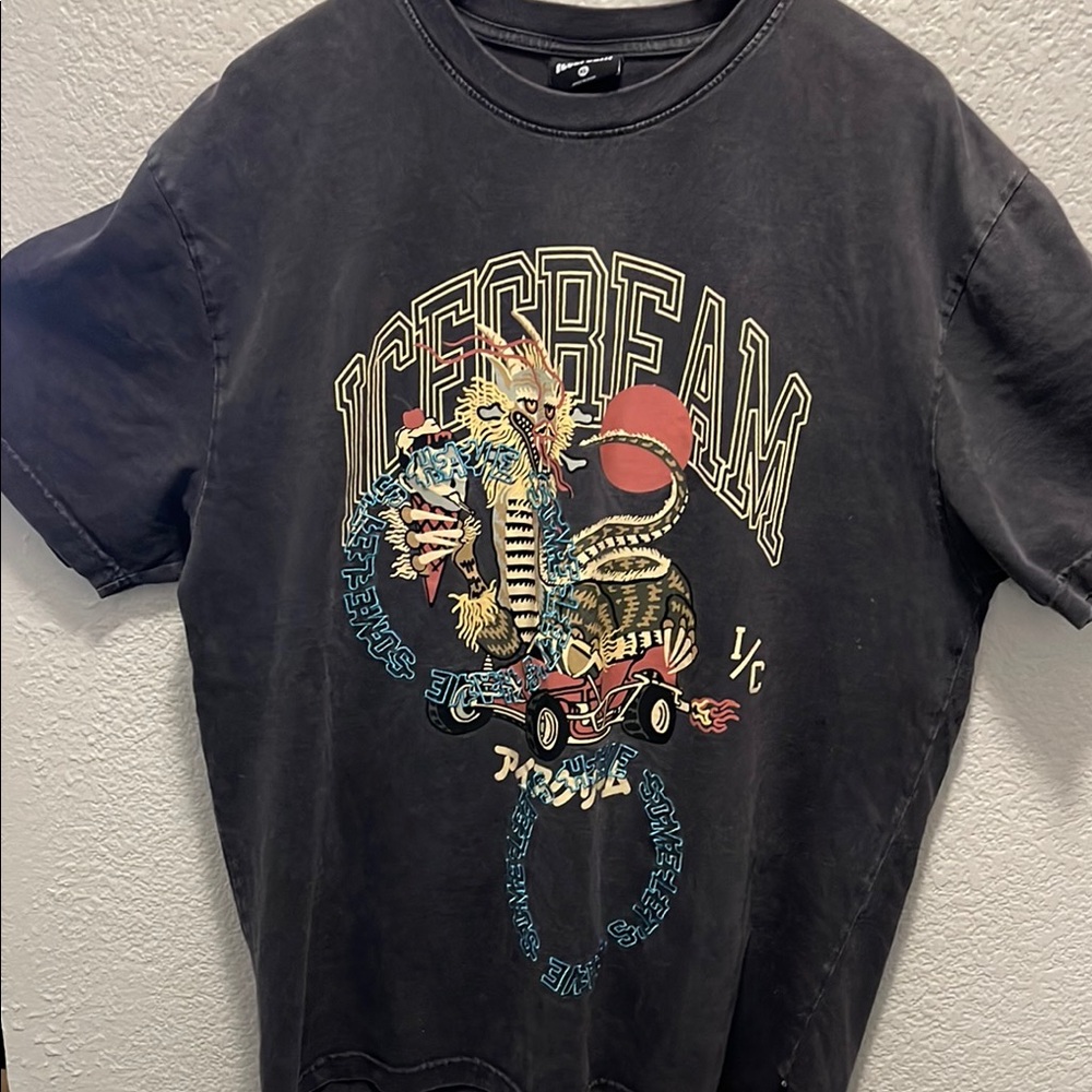 Icecream Black Short Sleeve Tee with West Coast Graphic